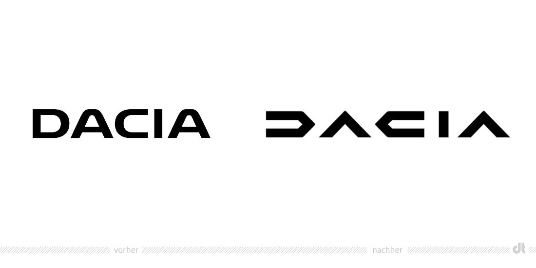 Dacia 新舊文字字體對(duì)比（左圖為舊）