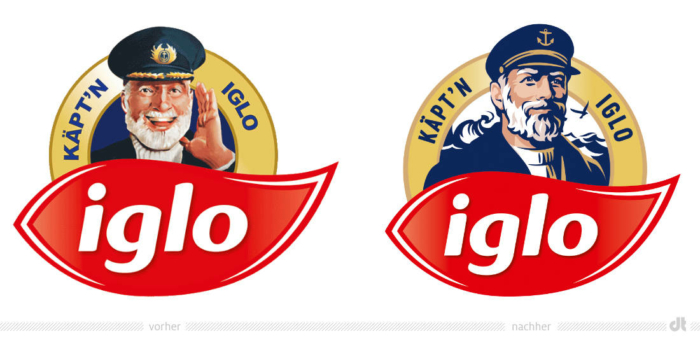 船長 Iglo 標志 - 之前和之后