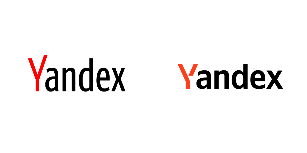 Yandex新舊LOGO對比（左舊右新）